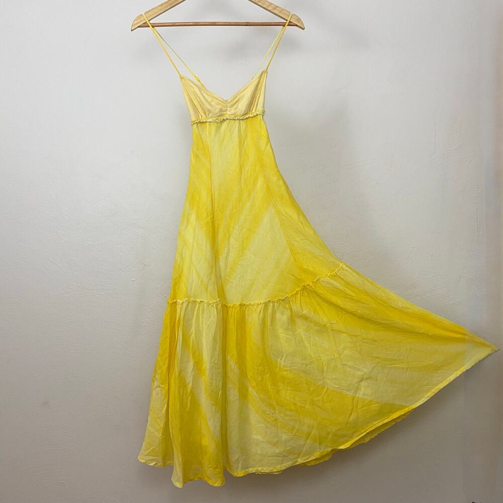 Free People Sheer Voile Ocean Wave Dress - Golden - Size 0